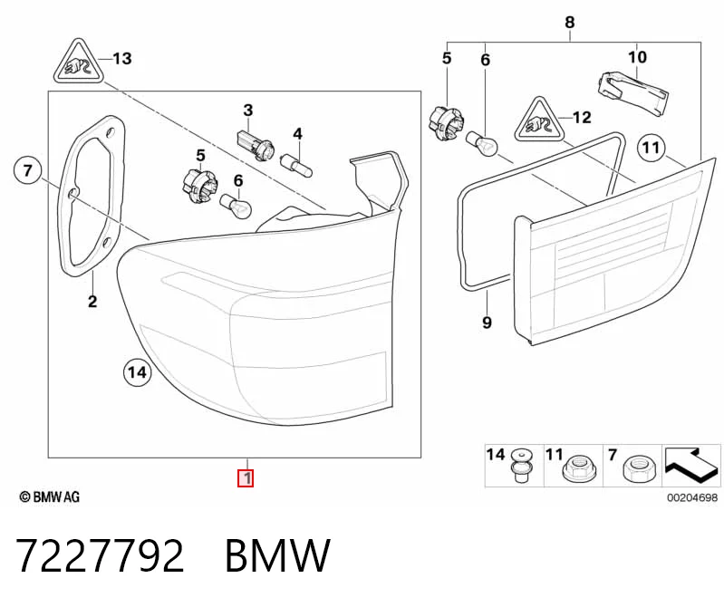 7227792 BMW Задний правый внешний фонарь