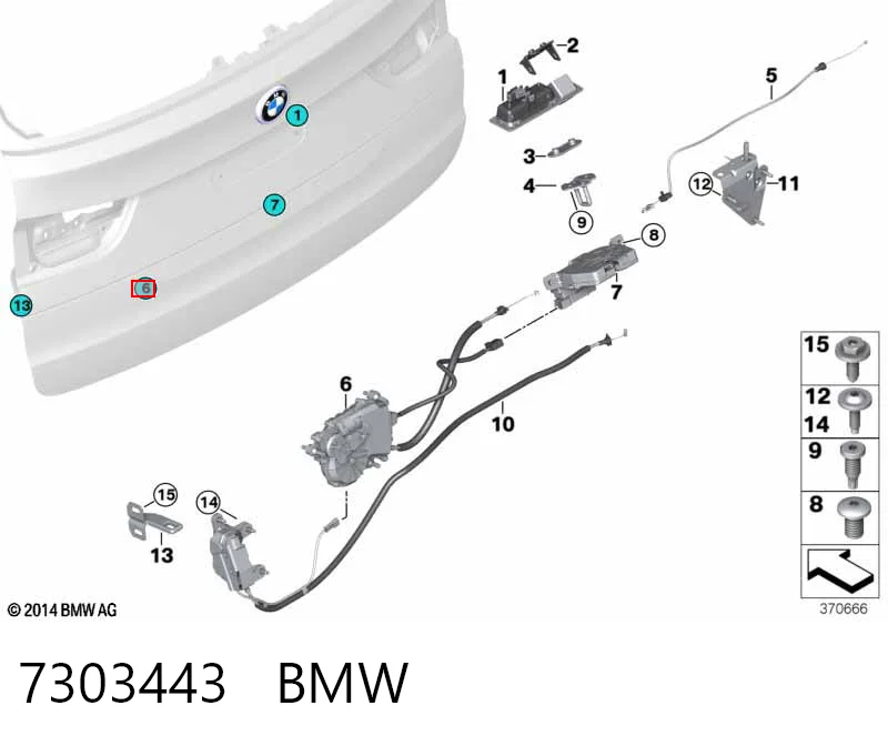 7303443 BMW Актуатор замка задней двери