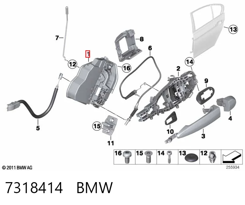 7318414 BMW Замок двери задней правой