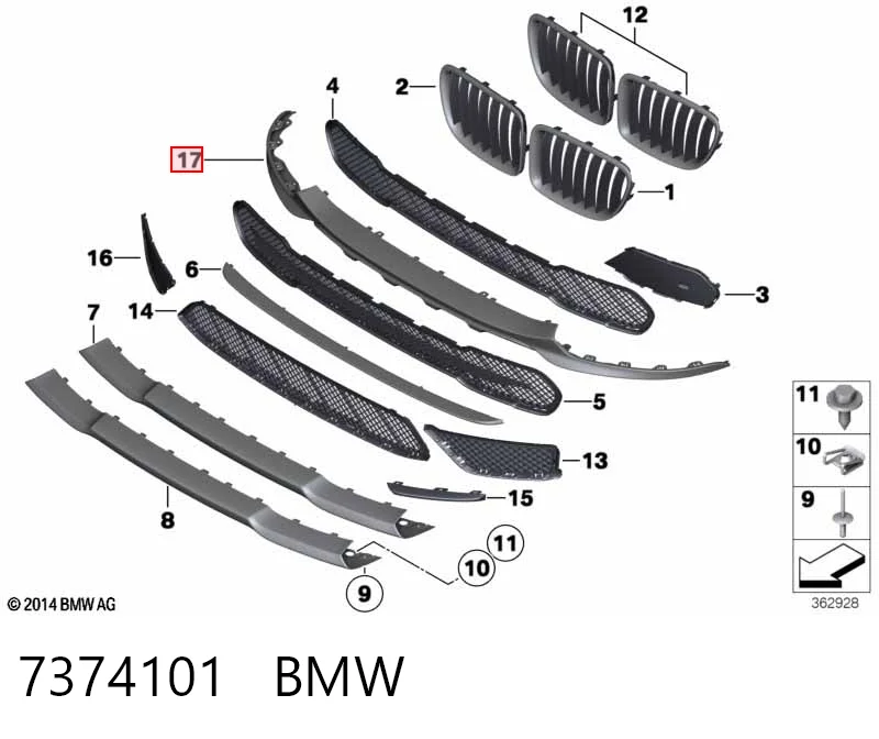 7374101 BMW Губа переднего бампера
