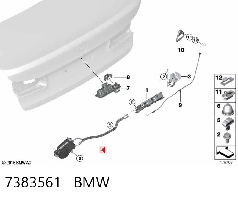7383561 BMW Мотор (клапан) дотяжки багажника