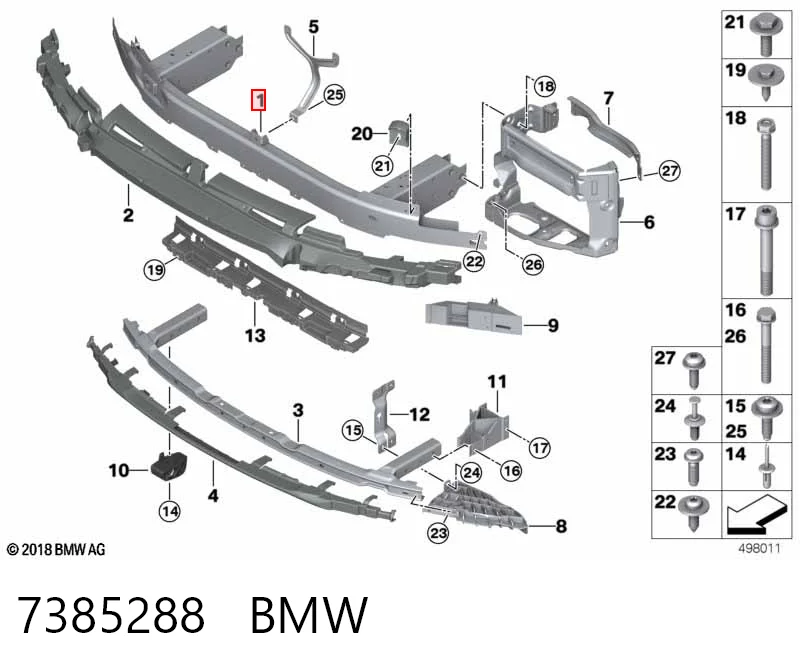 7385288 BMW Балка бампера переднего