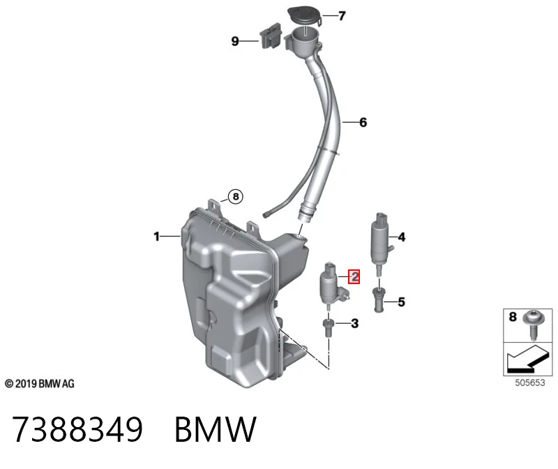 7388349 BMW Мотор омывателя стекла передний/задний