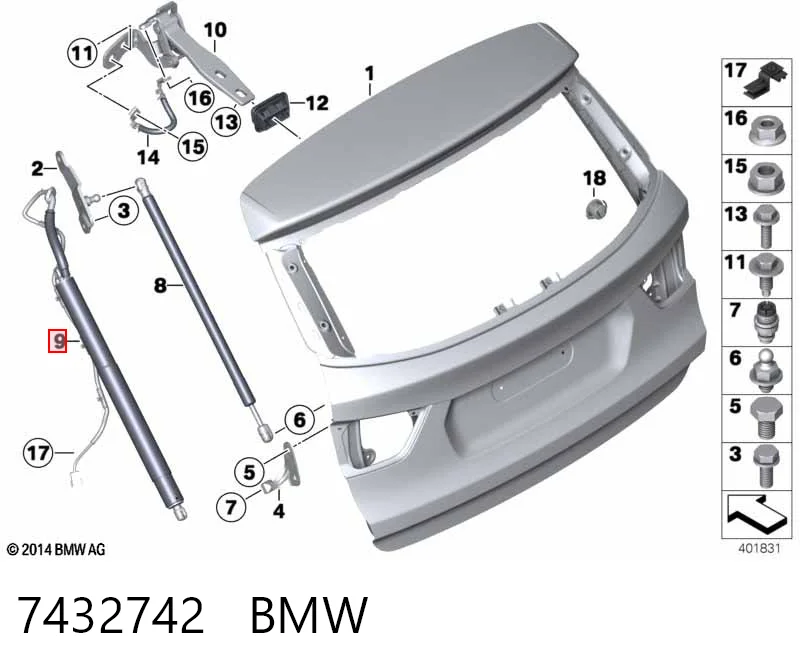 7432742 BMW Амортизатор крышки багажника