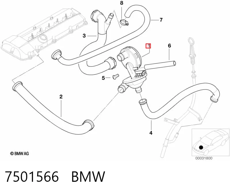 7501566 BMW Клапан PCV вентиляции картера