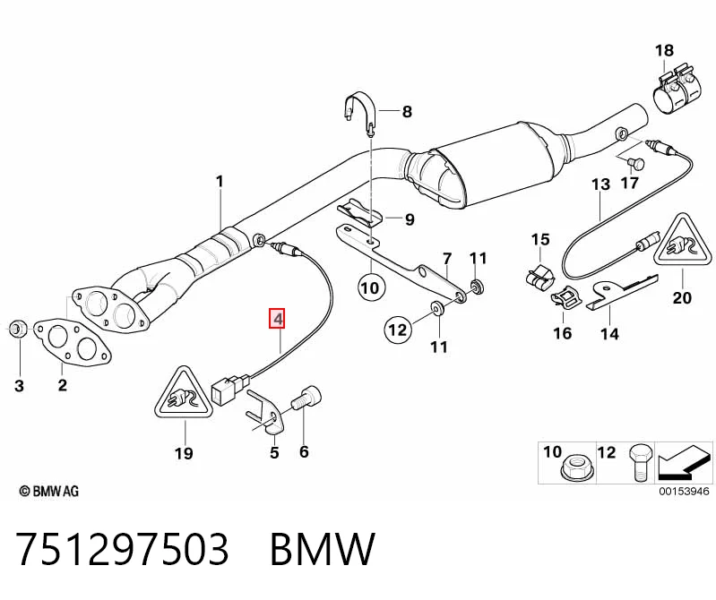 751297503 BMW Лямбда зонд до катализатора, левый