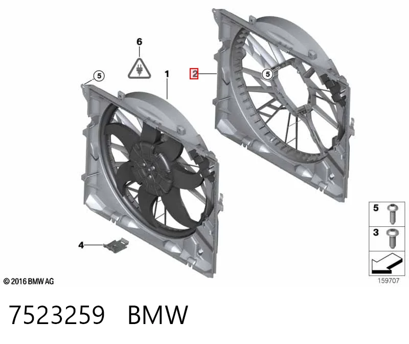 7523259 BMW Диффузор радиатора охлаждения в сборе с мотором