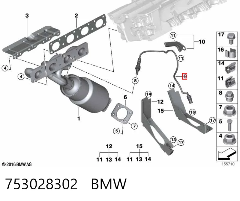 753028302 BMW Лямбда-зонд, датчик кислорода до катализатора