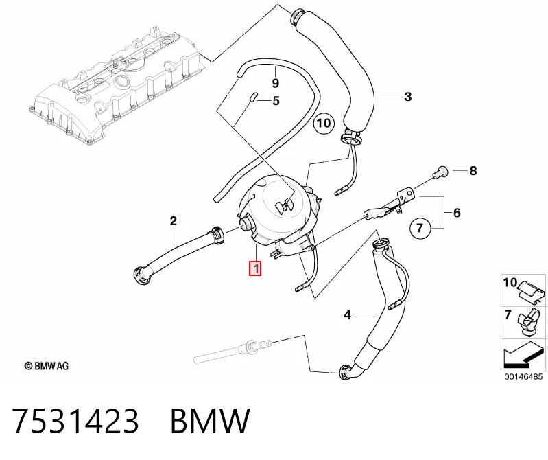7531423 BMW Клапан PCV вентиляции картера