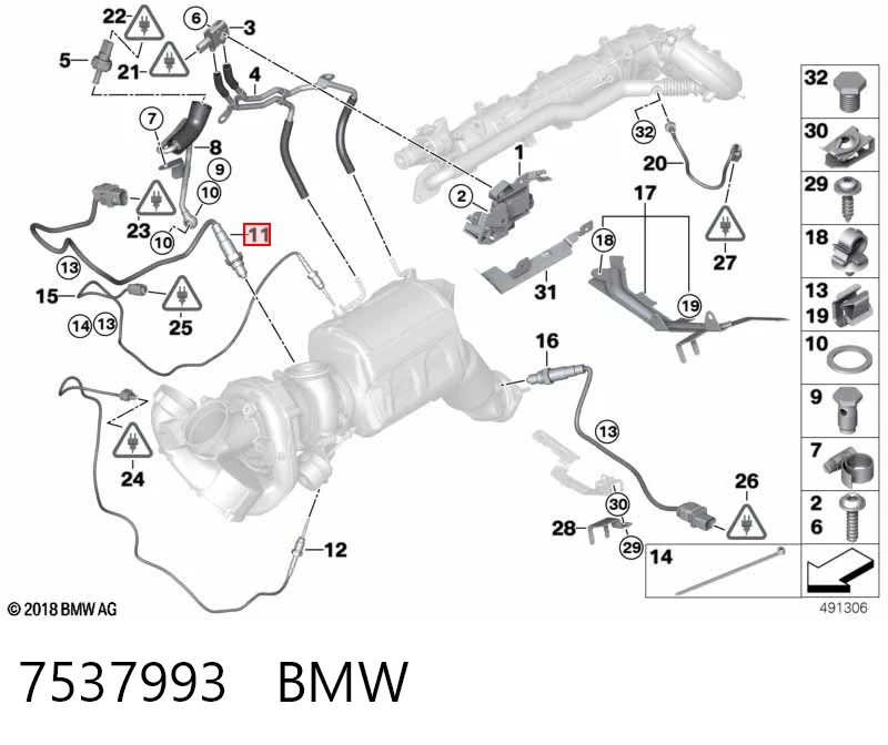 7537993 BMW Лямбда-зонд, датчик кислорода до катализатора