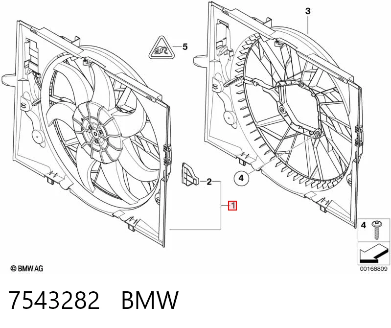 7543282 BMW Диффузор радиатора охлаждения в сборе с мотором