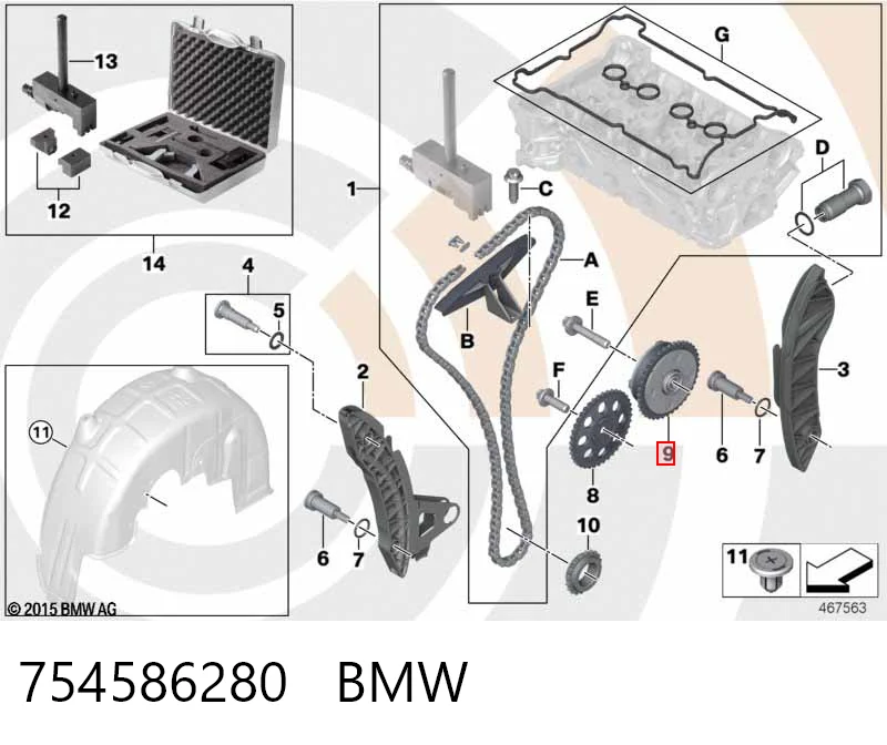 754586280 BMW Звездочка шестерня распредвала двигателя выпускного