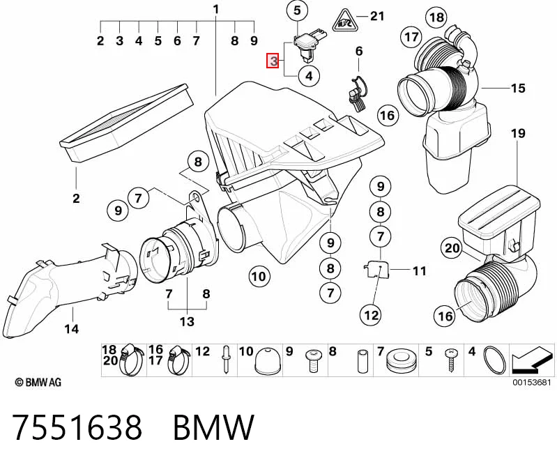 7551638 BMW Датчик расхода воздуха