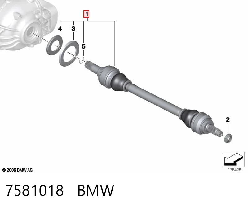7581018 BMW Полуось задняя правая