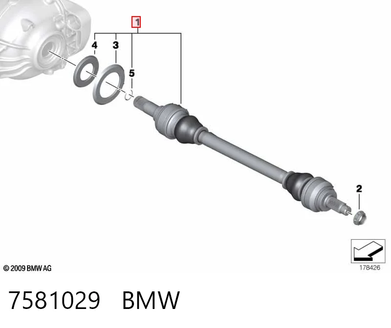 7581029 BMW Полуось задняя левая