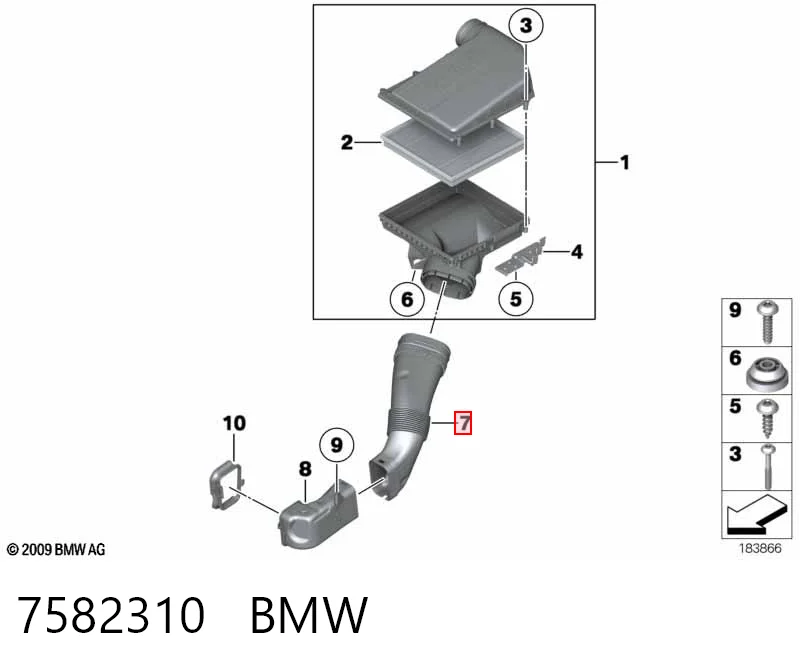 7582310 BMW Патрубок воздушный, вход воздушного фильтра