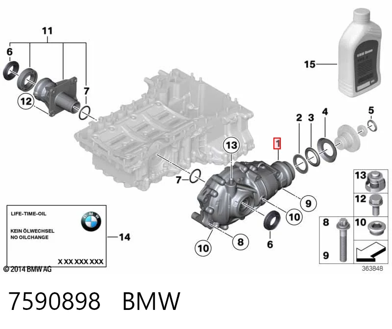7590898 BMW Редуктор колесный моста переднего