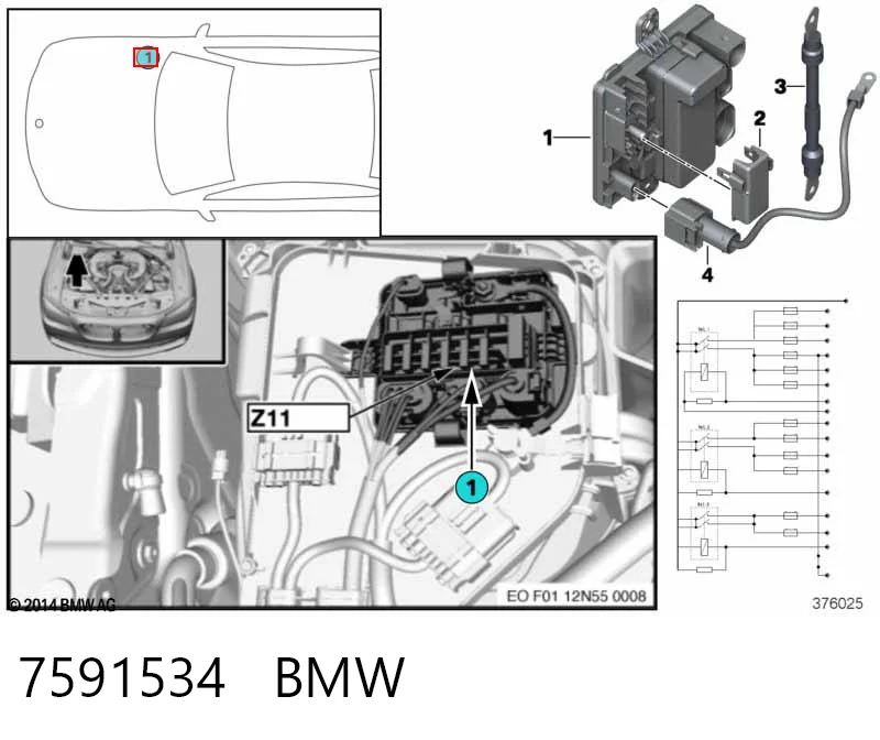 7591534 BMW Блок реле