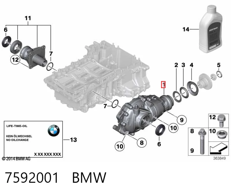 7592001 BMW Редуктор колесный моста переднего