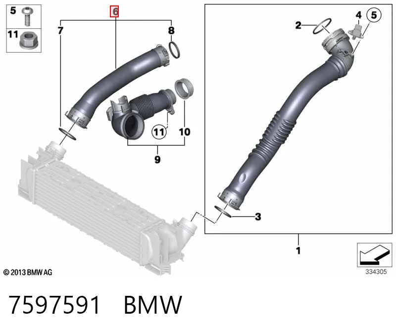 7597591 BMW Патрубок интеркуллера
