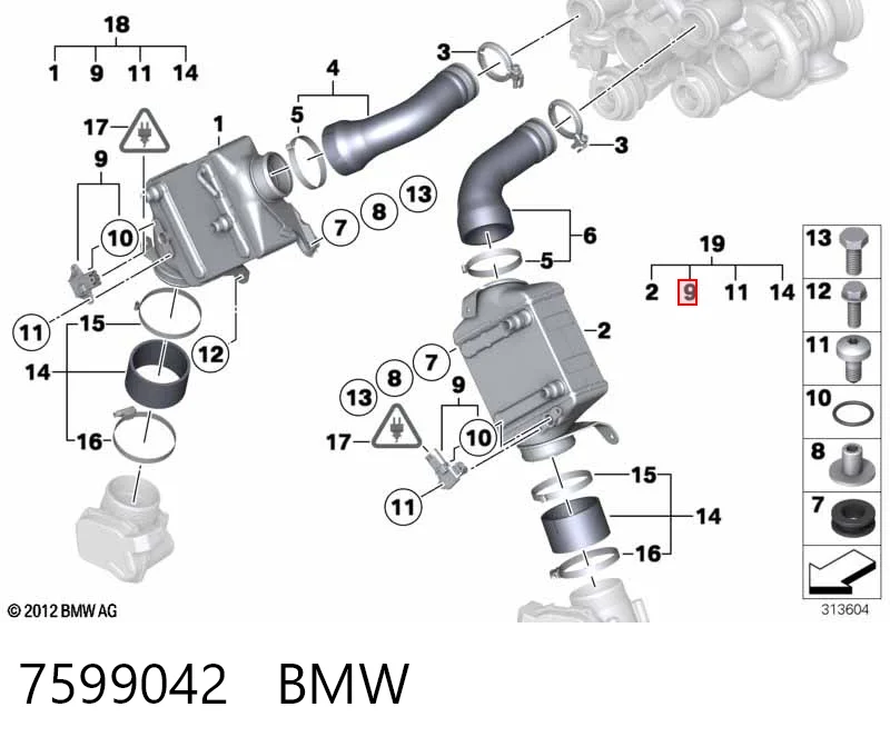 7599042 BMW Датчик давления воздуха