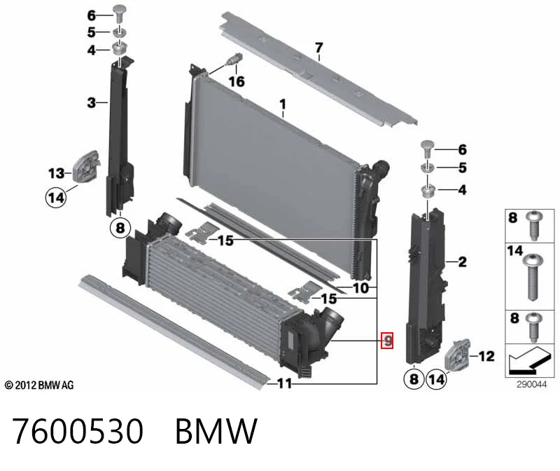 7600530 BMW Охладитель наддувочного воздуха