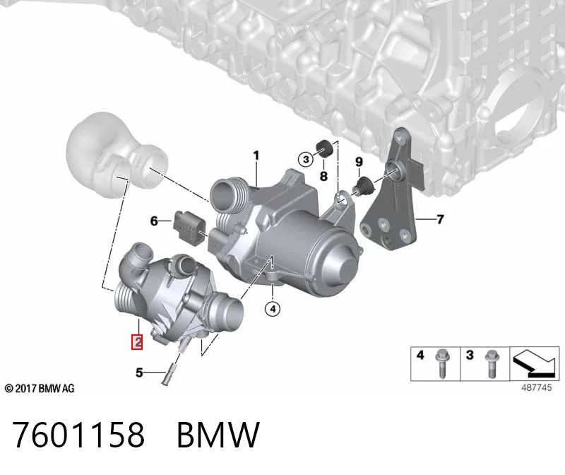 7601158 BMW Корпус термостата в сборе