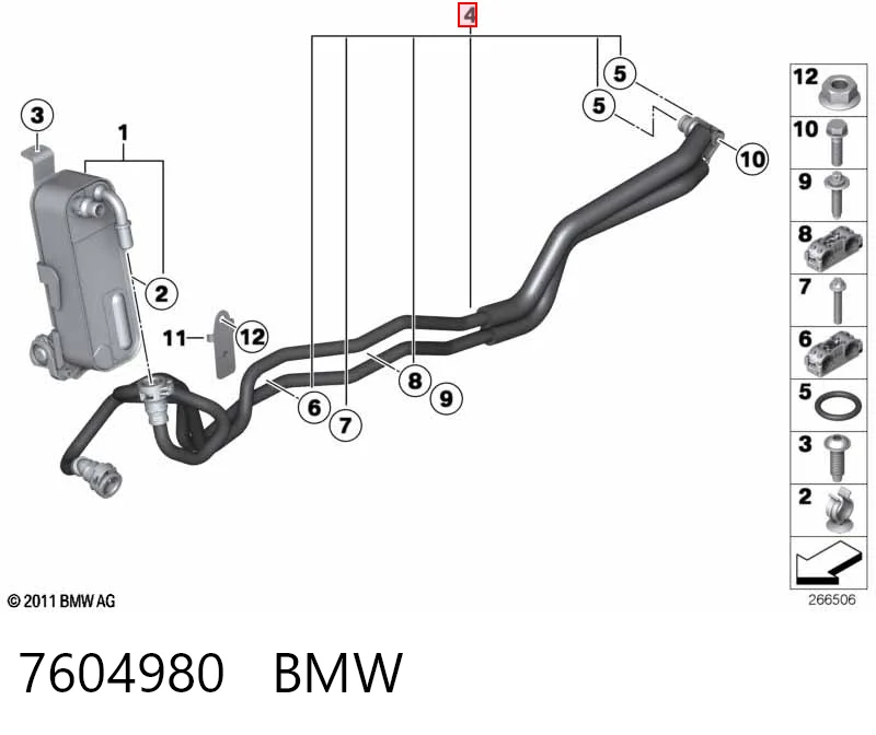 7604980 BMW Трубка (шланг) охлаждения АКПП, сдвоенная