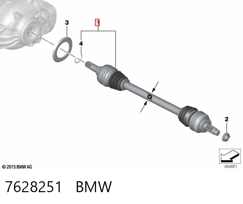 7628251 BMW Полуось задняя левая