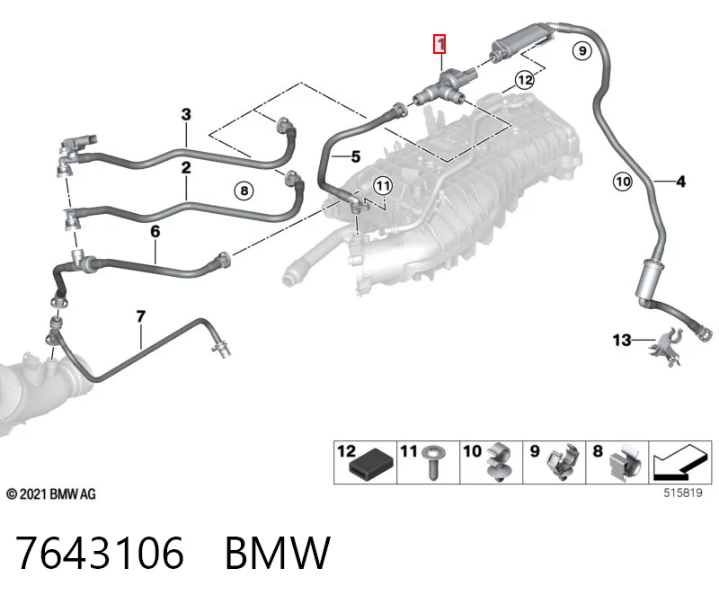 7643106 BMW Клапан вентиляции газов топливного бака
