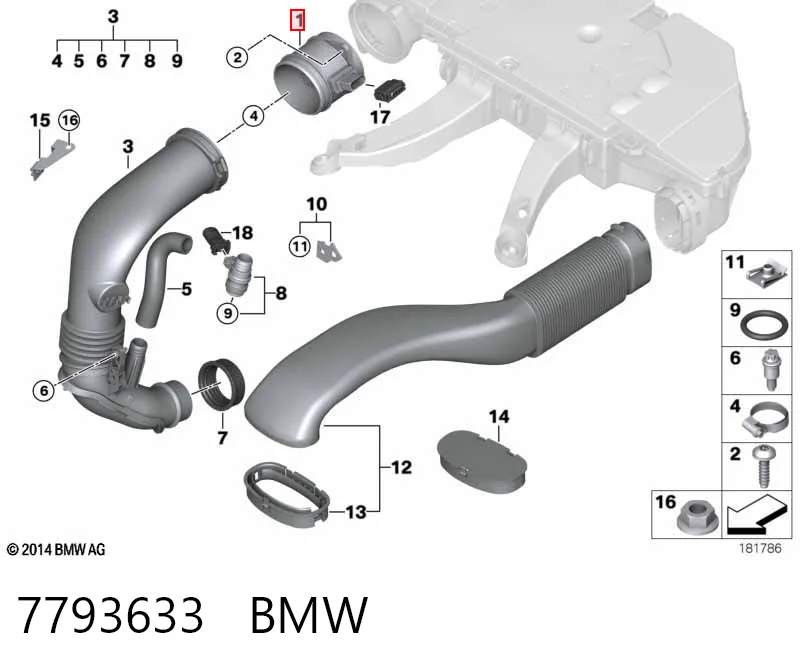 7793633 BMW Датчик расхода воздуха