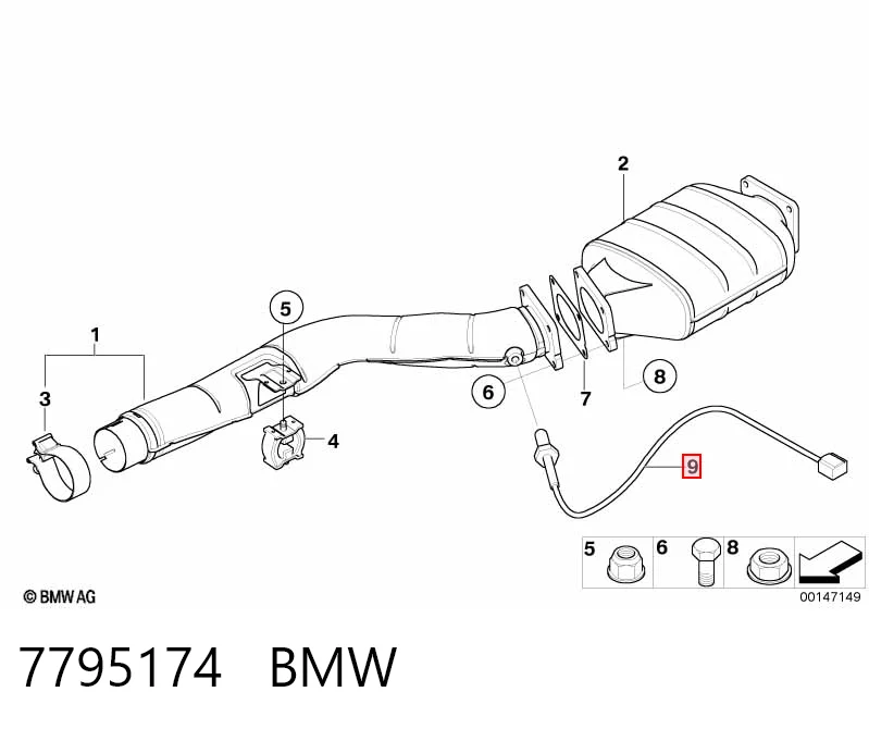 7795174 BMW Датчик температуры отработавших газов (ОГ), до катализатора