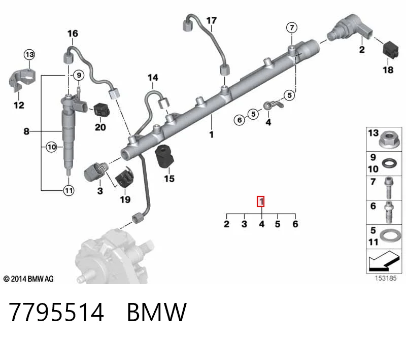 7795514 BMW Топливная рампа