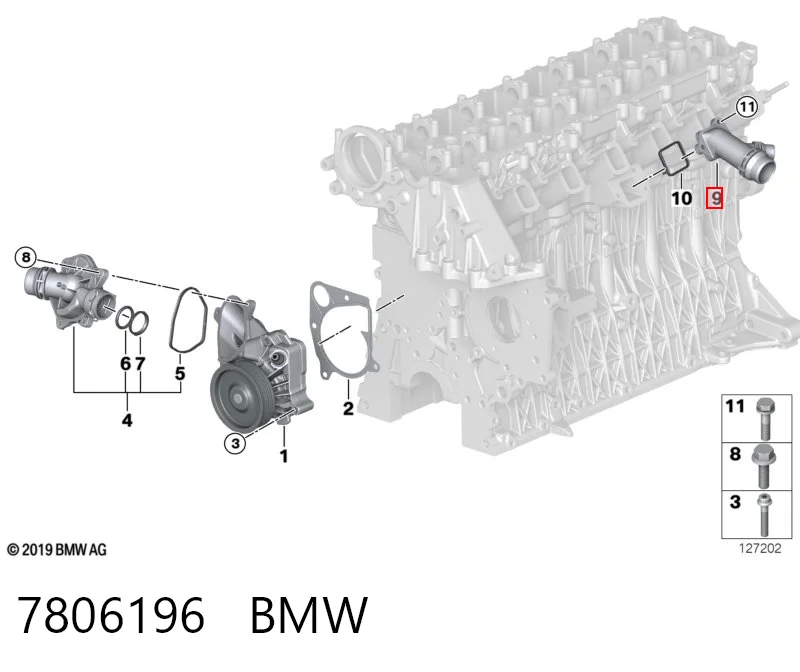 7806196 BMW Тройник системы охлаждения
