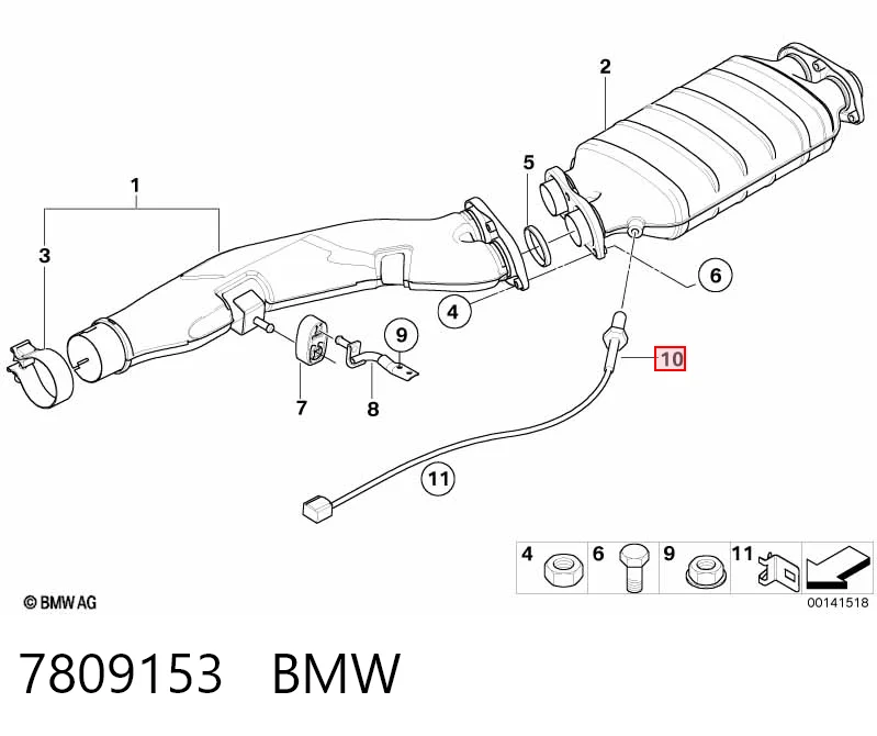 7809153 BMW Датчик температуры отработавших газов (ОГ), до катализатора
