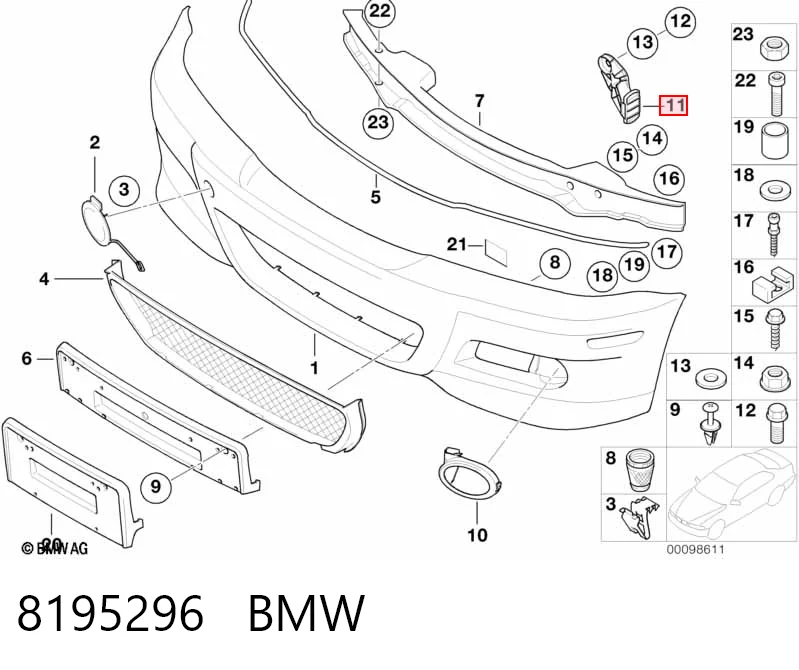 8195296 BMW Кронштейн крепления бампера переднего правый