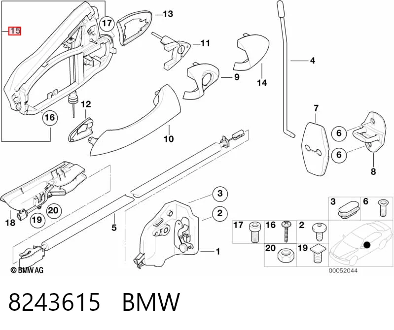 8243615 BMW Держатель наружной ручки двери передней левой