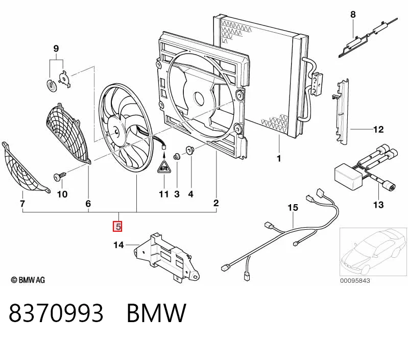8370993 BMW Диффузор радиатора кондиционера, в сборе с крыльчаткой и мотором