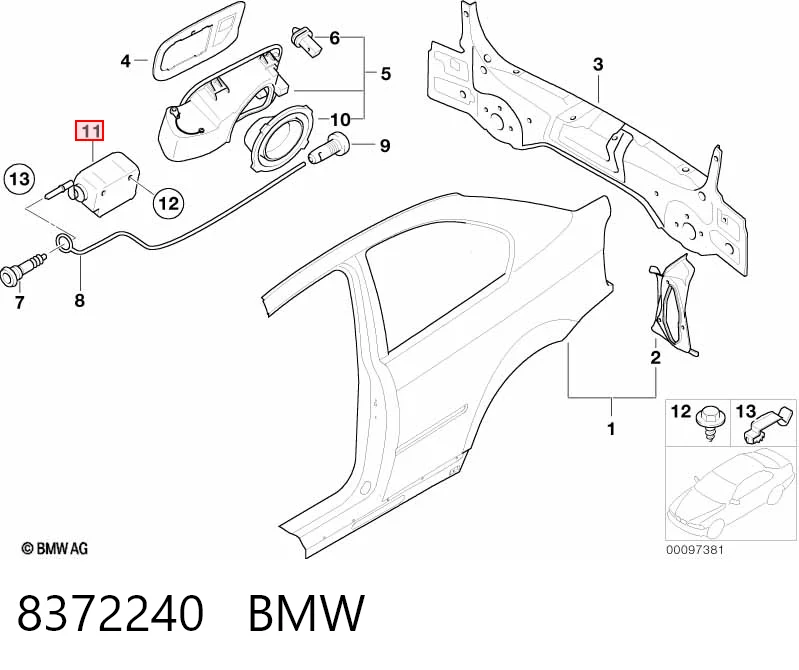 8372240 BMW Замок открывания лючка бензобака