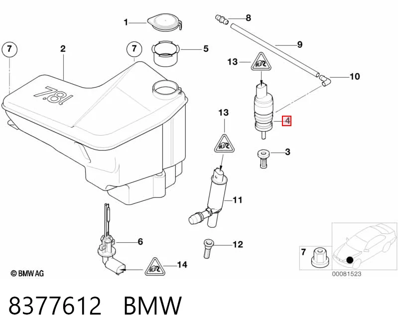8377612 BMW Мотор омывателя лобового стекла