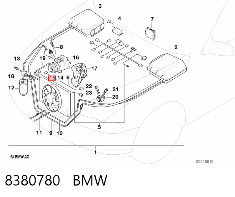 8380780 BMW Диффузор радиатора кондиционера, в сборе с крыльчаткой и мотором