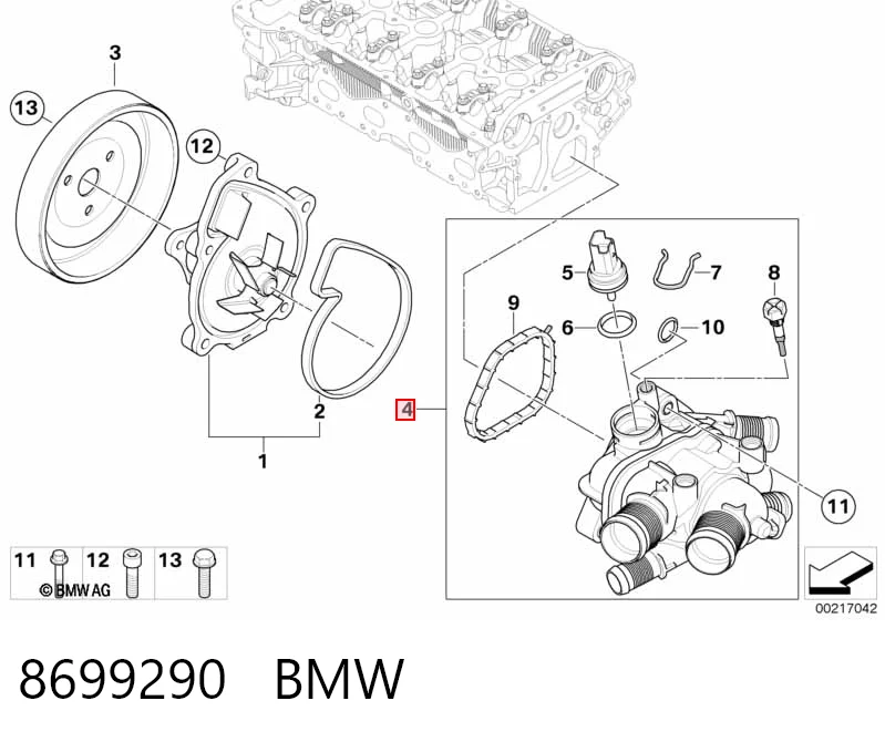 8699290 BMW Корпус термостата в сборе