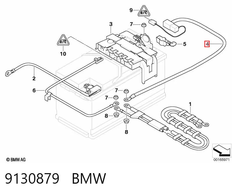 9130879 BMW Кабель положительной клемы аккумулятора (АКБ)