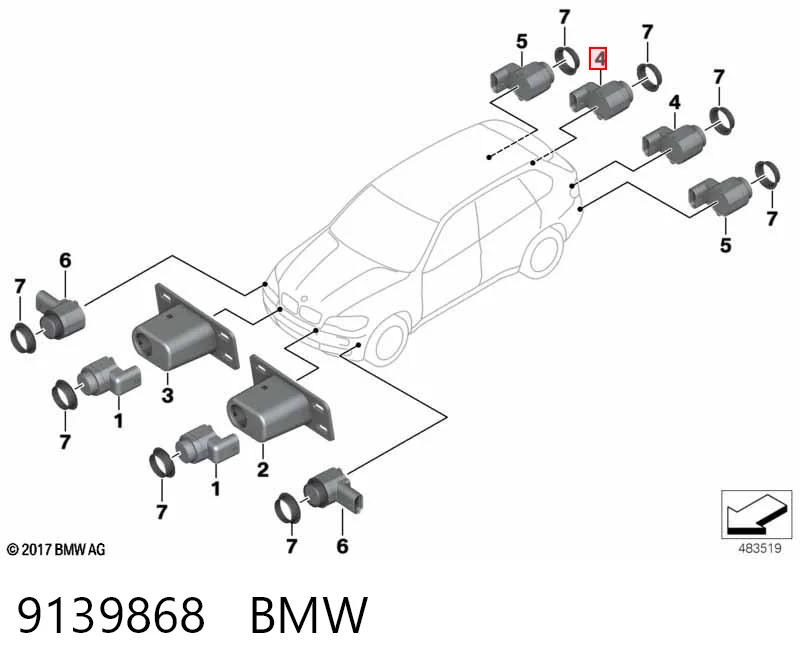 9139868 BMW Датчик сигнализации парковки (парктроник) передний боковой