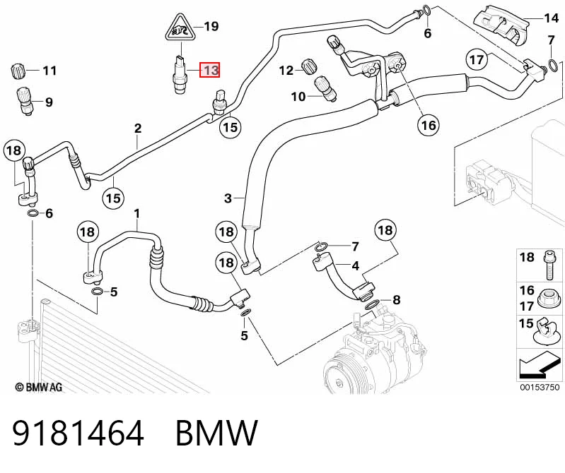 9181464 BMW Клапан давления кондиционера