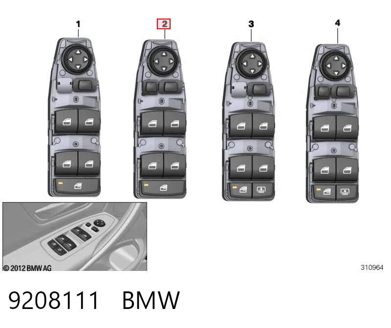 9208111 BMW Кнопки переднего левого стекло подъёмника