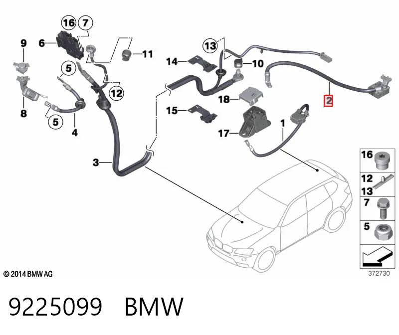 9225099 BMW Кабель положительной клемы аккумулятора (АКБ)