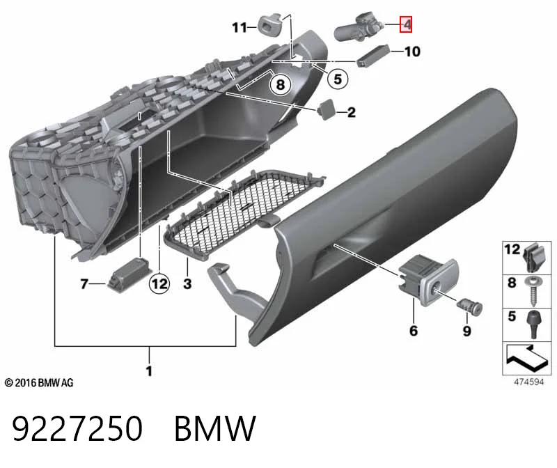 9227250 BMW Амортизатор крышки бардачка