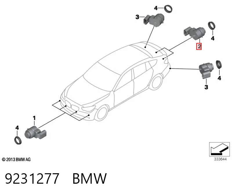 9231277 BMW Датчик парктроника центральный