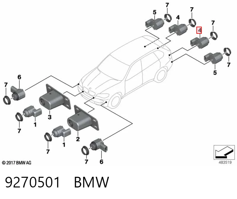 9270501 BMW Датчик сигнализации парковки (парктроник) передний боковой